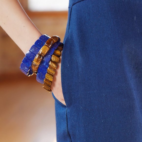 Natural Tiger's Eye Stone Braided Bracelet Bangle for Protection Anxiety Relief - Picture 5 of 5